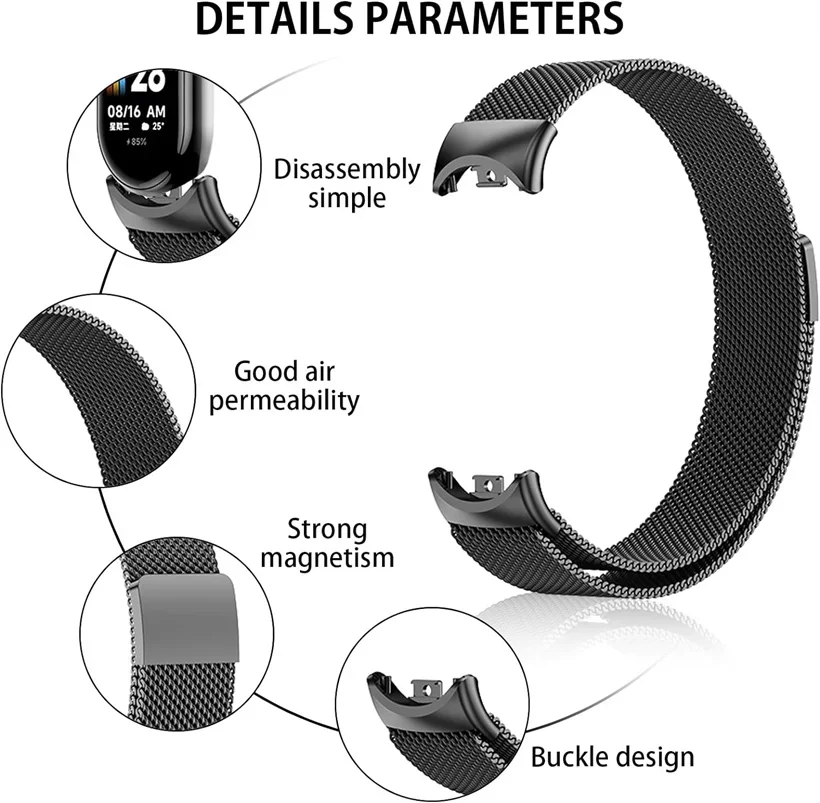 Milanese Loop For xiaomi Mi Ba - Milanese Loop Magnetic 评论和价格