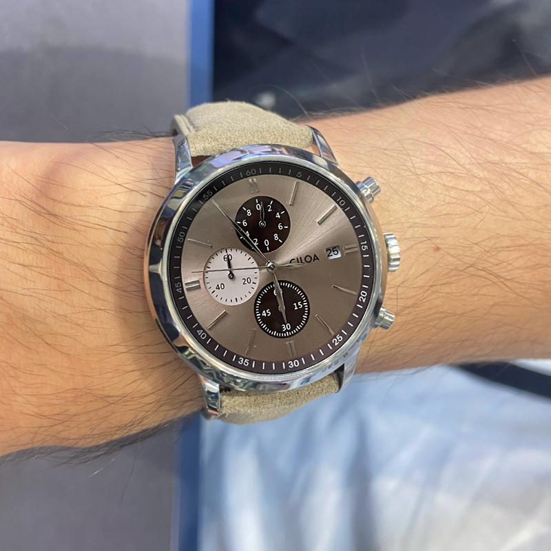 CILOA-Men Chronograph Watch Da - Suede Strap Watch 评论和价格